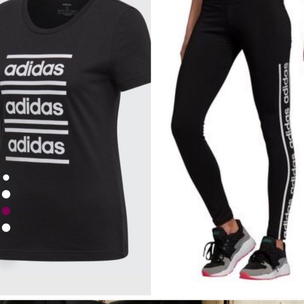 Adidas Black Tee with White Logo and Matching Pants - Picture 7 of 7